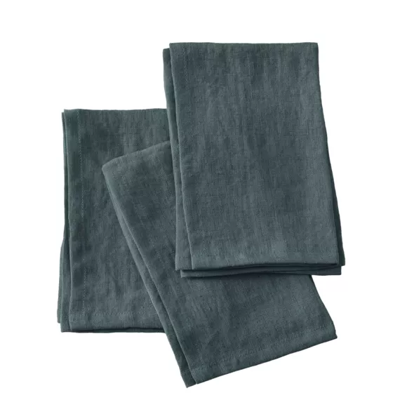 Lot de 3 serviettes lin lavé Louise Gris ardoise