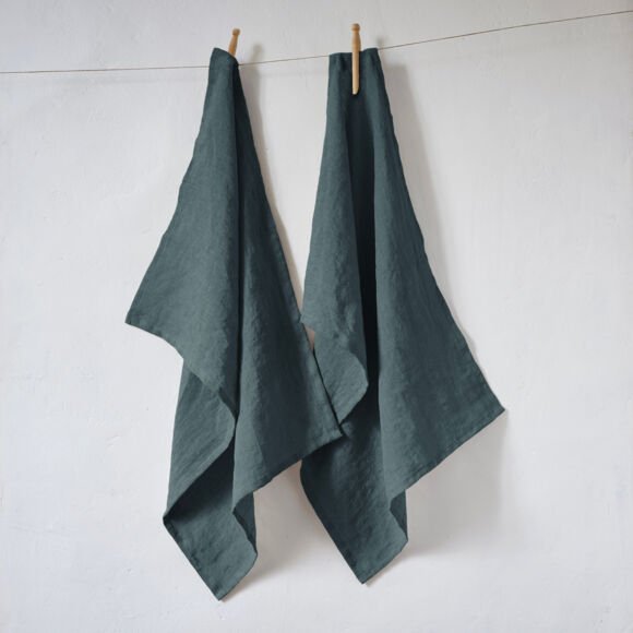 2er Set Handtücher aus gewaschenem Leinen (70 cm) Louise Schiefergrau