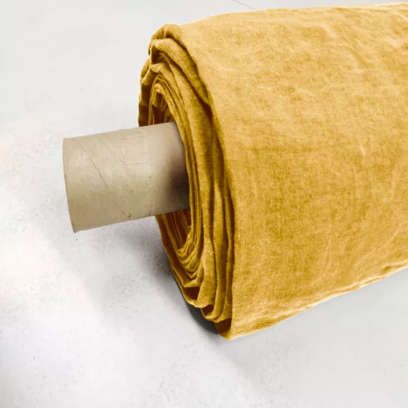 Drap plat lin lavé (270 cm) Louise Jaune moutarde 3