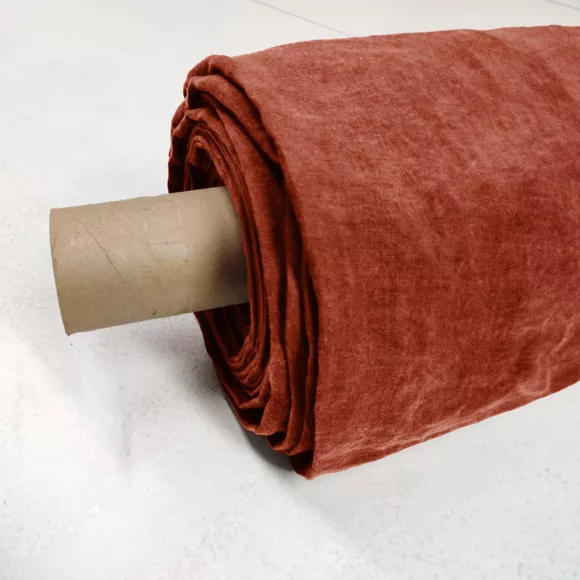 Nappe rectangulaire lin lavé (L250 cm) Louise Terracotta