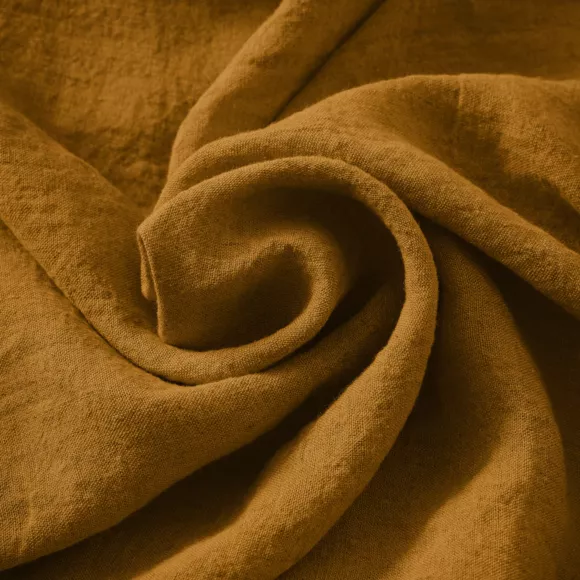 Lot de 3 serviettes lin lavé Louise Caramel