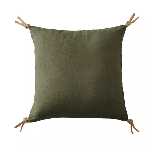 Lot de 3 serviettes lin lavé Louise Vert romarin