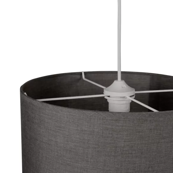 Lámpara de techo redonda tela (D35 cm) Cannage Gris