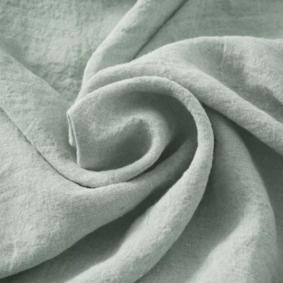 Drap plat lin lavé (270 cm) Louise Vert eucalyptus 2