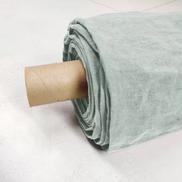 Drap plat lin lavé (270 cm) Louise Vert eucalyptus 3