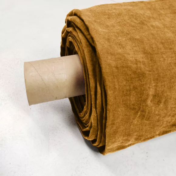 Drap plat lin lavé (270 cm) Louise Caramel