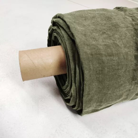 Drap plat lin lavé (240 cm) Louise Vert romarin 3