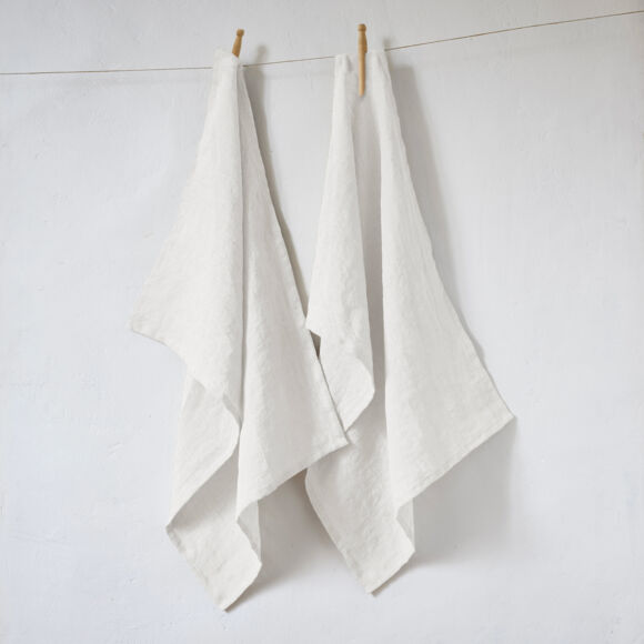 Set di 2 strofinacci lino lavato (70 cm) Louise Bianco