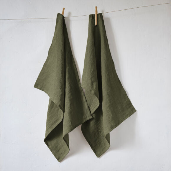 2er Set Handtücher aus gewaschenem Leinen (70 cm) Louise Rosmaringrün