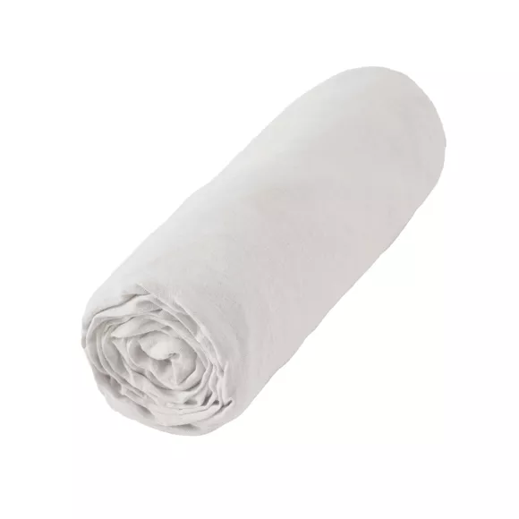 Drap housse lin lavé (180 cm) Louise Blanc
