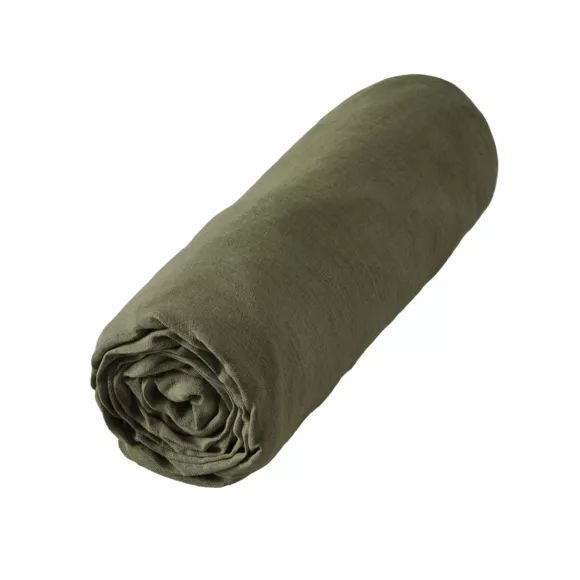 Drap housse lin lavé (140 cm) Louise Vert romarin 3
