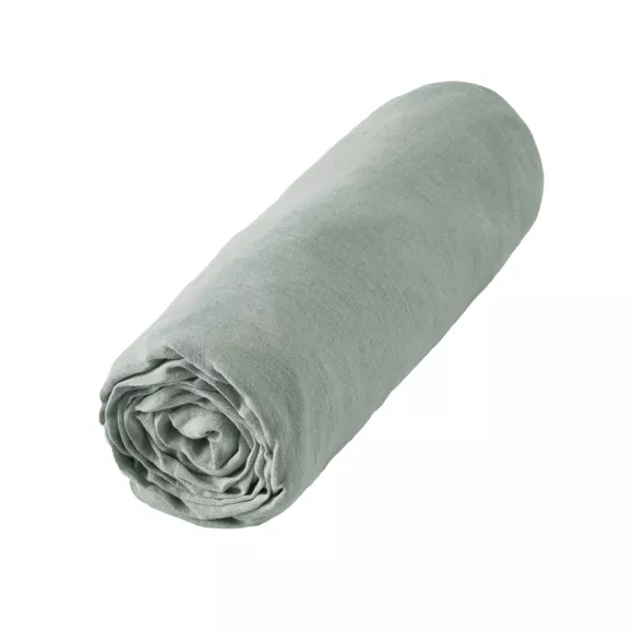 Drap housse lin lavé (140 cm) Louise Vert eucalyptus 3