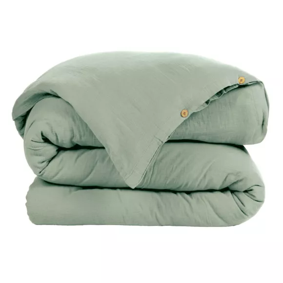 Housse de couette gaze de coton (140 x 200 cm) Gaïa Vert eucalyptus