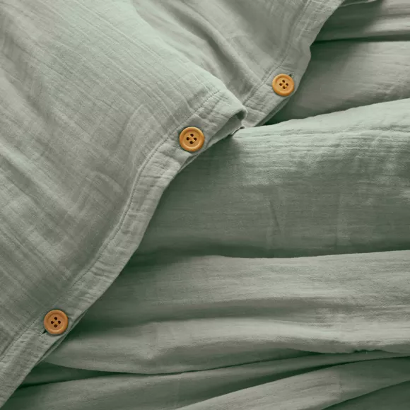 Housse de couette gaze de coton (200 x 200 cm) Gaïa Vert eucalyptus