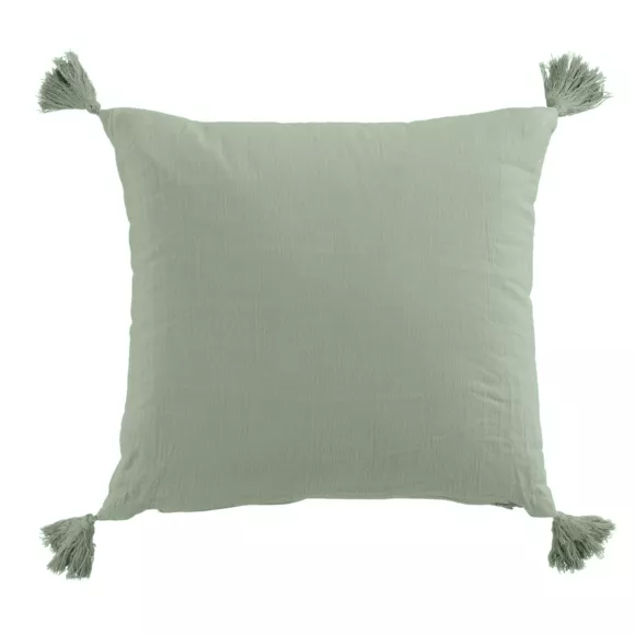 Coussin carré gaze de coton (40 cm) Gaïa Vert eucalyptus