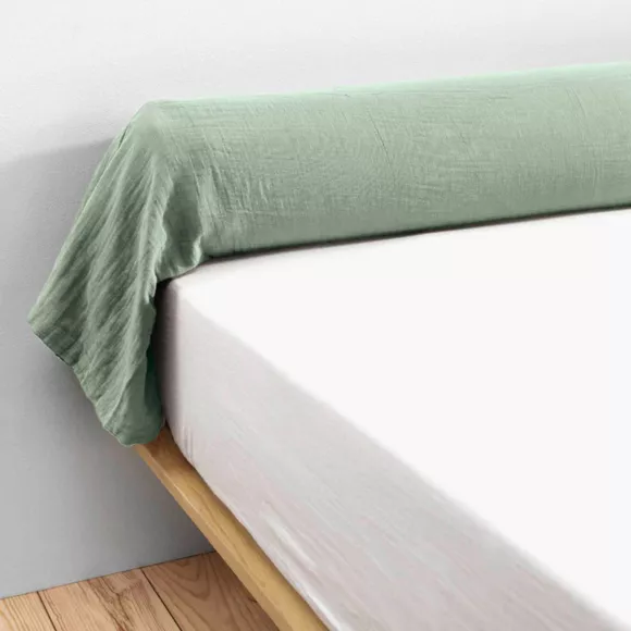 Funda para almohada cilíndrica de gasa de algodón (L185 cm) Gaïa Verde eucalipto
