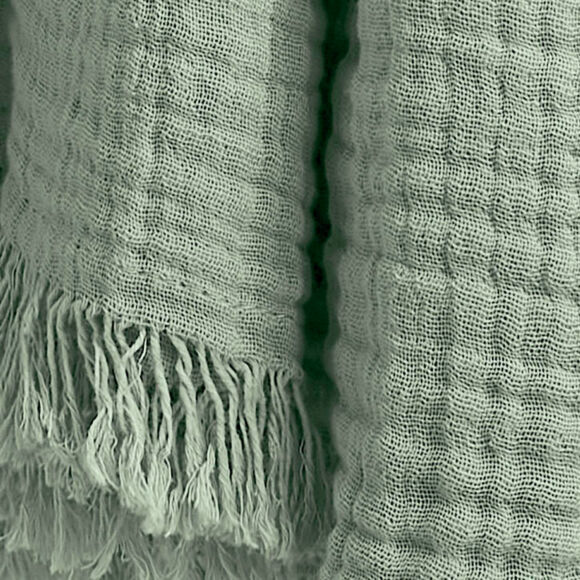 Plaid gaze de coton (180 x 220 cm) Gaïa Vert eucalyptus