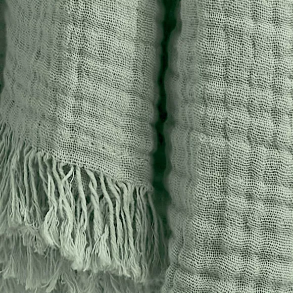 Plaid aus Baumwoll-Gaze (180 x 220 cm) Gaïa Eukalyptusgrün