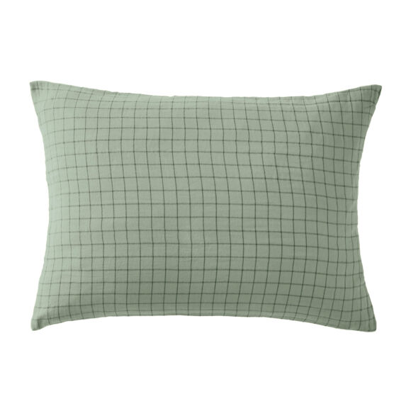 Funda de almohada rectangular de gasa de algodón (50 x 70 cm) Gaïa Mix Verde eucalipto