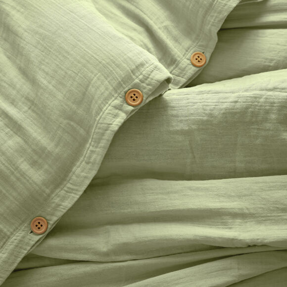 Bettbezug aus Baumwoll-Gaze (140 cm) Gaïa Lindengrün 2