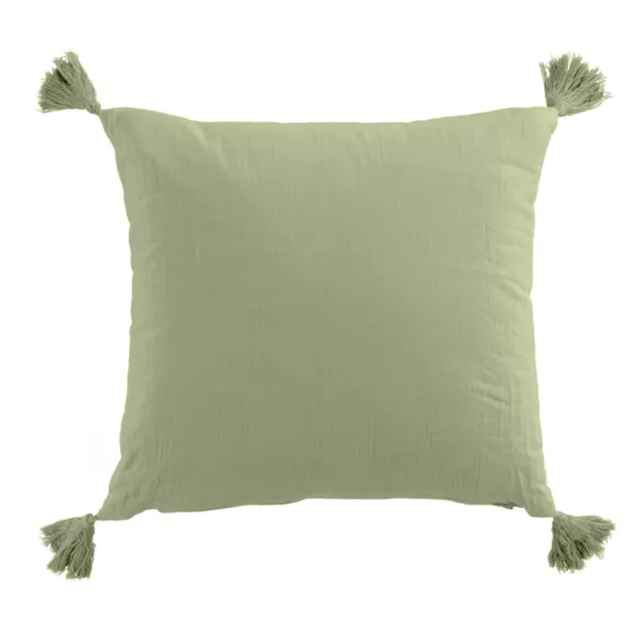 Coussin carré gaze de coton (40 cm) Gaïa Vert tilleul 3