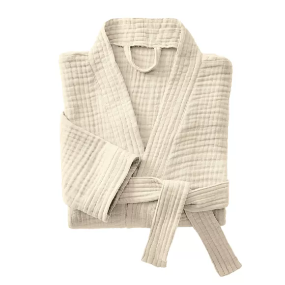 Peignoir de bain gaze de coton S/M Gaïa Beige pampa