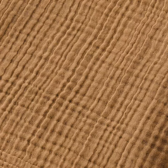 Bademantel aus Baumwoll-Gaze S/M Gaïa Camel