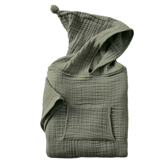 Poncho de baño para niños en gasa de algodón 2/5 años Gaïa Verde romero