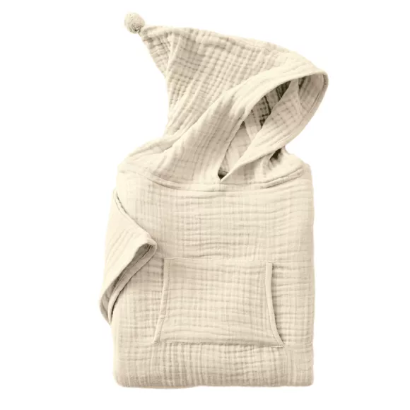 Poncho de baño infantil de gasa de algodón 2/5 años Gaïa Beige pampa