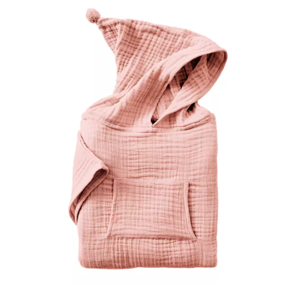 Poncho de baño para niños en gasa de algodón 6/10 años Gaïa Rosa durazno