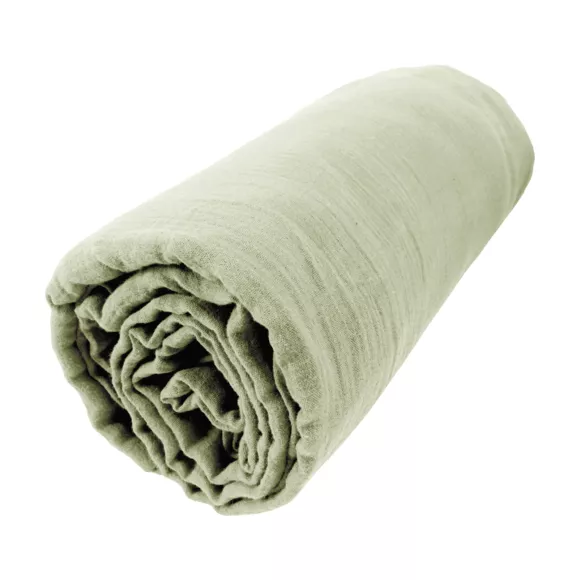 Hoeslaken katoengaas (90 cm) Gaïa lindegroen 3