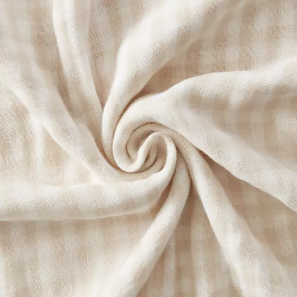 Mantel rectangular en gasa de algodón (150 x 350 cm) Vickie Beige