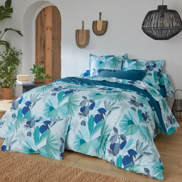 Funda de almohada rectangular en percal de algodón (50 x 70 cm) Morea Azul
