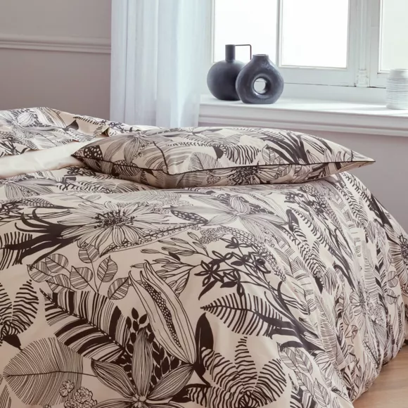 Funda de almohada rectangular en percal de algodón (50 x 70 cm) Alba Negro