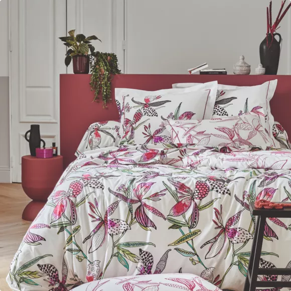 Funda de almohada cuadrada en algodón (65 x 65 cm) Pénélope Rosa