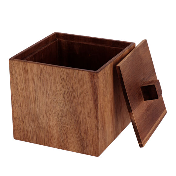 Caja para algodón en madera de acacia (H10 cm) Lina Marrón