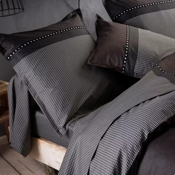 Funda para almohada rectangular satén de algodón Enzo Negra