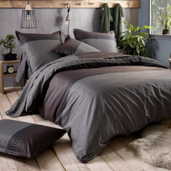 Funda para almohada rectangular satén de algodón Enzo Negra