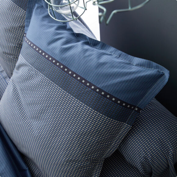Fodera cuscino a rullo raso di cotone (L200 cm) Enzo Blu