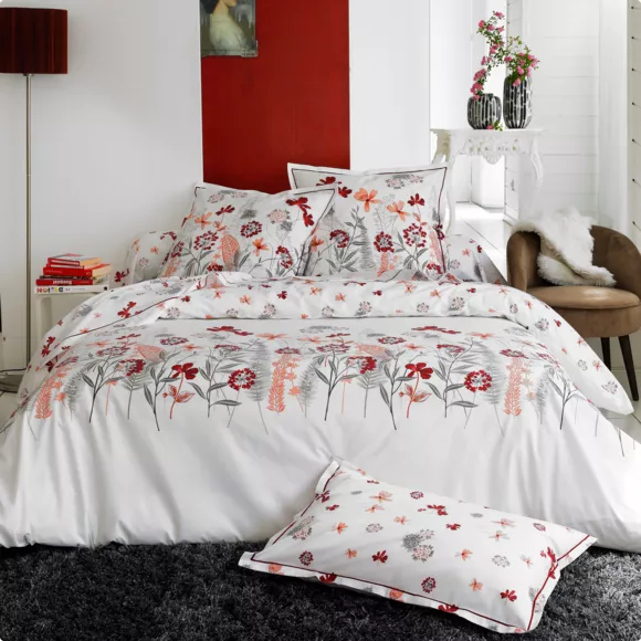 Taie d'oreiller rectangulaire percale de coton Petite folie Rouge