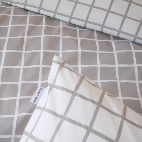 Funda nórdica en percal de algodón (200 x 200 cm) Max Gris