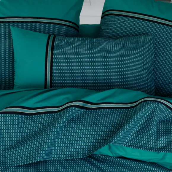Housse de couette percale de coton (260 cm) Gustav Vert émeraude