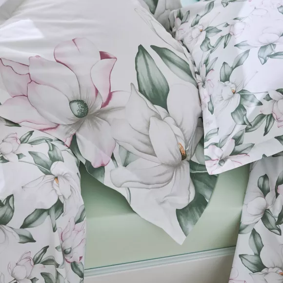 Housse de couette percale de coton (260 cm) Magnolia Verte