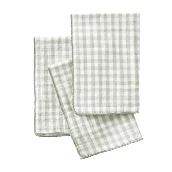 Juego de 3 servilletas gasa de algodón (40 x 40 cm) Vickie Verde eucalipto