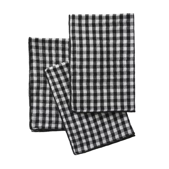 Lot de 3 serviettes gaze de coton (40 x 40 cm) Vickie Noire