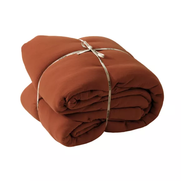 Colcha acolchada en gaza de algodón (240 x 220 cm) Gaïa Terracota 