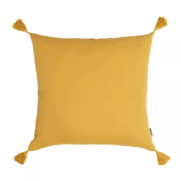 Coussin carré gaze de coton (60 x 60 cm) Gaïa Jaune safran