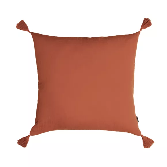 Coussin carré gaze de coton (60 x 60 cm) Gaïa Terracotta