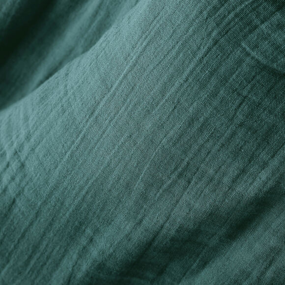 Coussin carré gaze de coton (60 x 60 cm) Gaïa Bleu canard