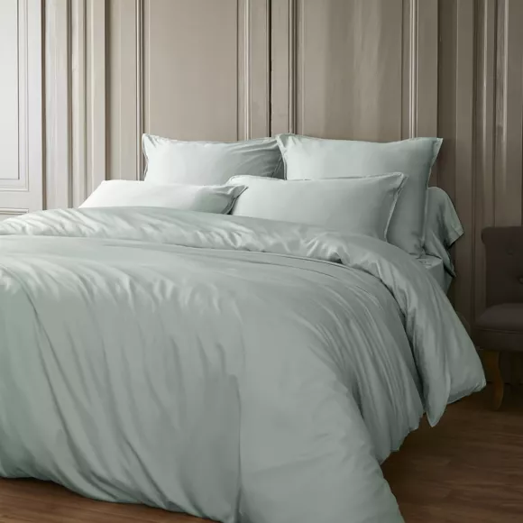 Funda de almohada rectangular en satén de bambú (50 x 70 cm) Salomé Verde eucalipto
